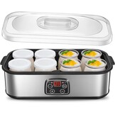 Yoghurtmaker, Griekse yoghurtmachine met 8 glazen/deksels, one-touch-display: perfect voor organische, gezoet, gearomatiseerde, eenvoudige of suikervrije opties voor baby's, kinderen en parfaits