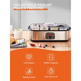 Yoghurtmaker, Griekse yoghurtmachine met 8 glazen/deksels, one-touch-display: perfect voor organische, gezoet, gearomatiseerde, eenvoudige of suikervrije opties voor baby's, kinderen en parfaits