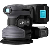 Cecotec PerfectSurface 2120 Draaischuurmachine, met accu, 21 V en 2000 mAh, 13000 omw/min, 12 reserveonderdelen, stofreservoir, aansluiting voor stofzuiger, dubbele excentrische beweging, 26.000