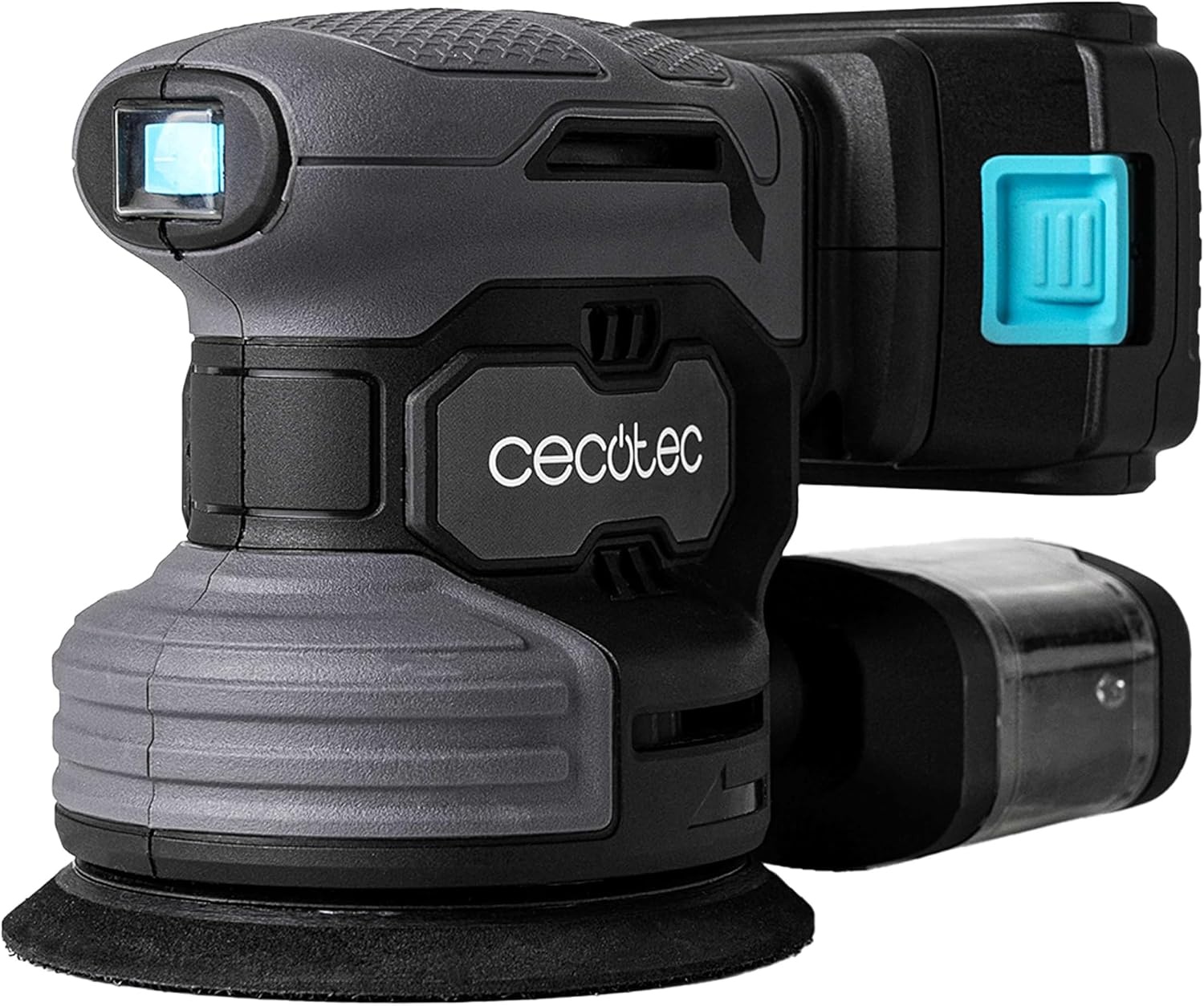 Cecotec PerfectSurface 2120 Draaischuurmachine, met accu, 21 V en 2000 mAh, 13000 omw/min, 12 reserveonderdelen, stofreservoir, aansluiting voor stofzuiger, dubbele excentrische beweging, 26.000