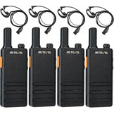 Retevis RT622P Walkie Talkie Mini, 15 mm Ultradun, USB-C Oplaadbare Portofoon 1620 mAh Batterij, VOX, Professionele Restaurant Walkie Talkies Draagbaar met Oortjes (4 Stuks, Zwart)