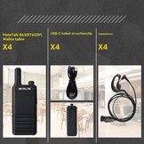 Retevis RT622P Walkie Talkie Mini, 15 mm Ultradun, USB-C Oplaadbare Portofoon 1620 mAh Batterij, VOX, Professionele Restaurant Walkie Talkies Draagbaar met Oortjes (4 Stuks, Zwart)