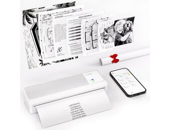 vretti P83 mobiele printer A4 voor onderweg, thermische printer A4, compatibel met Android en iOS, mobiele printer ondersteunt 210 x 297 mm, A4 thermisch papier voor thuis, kantoor, foto