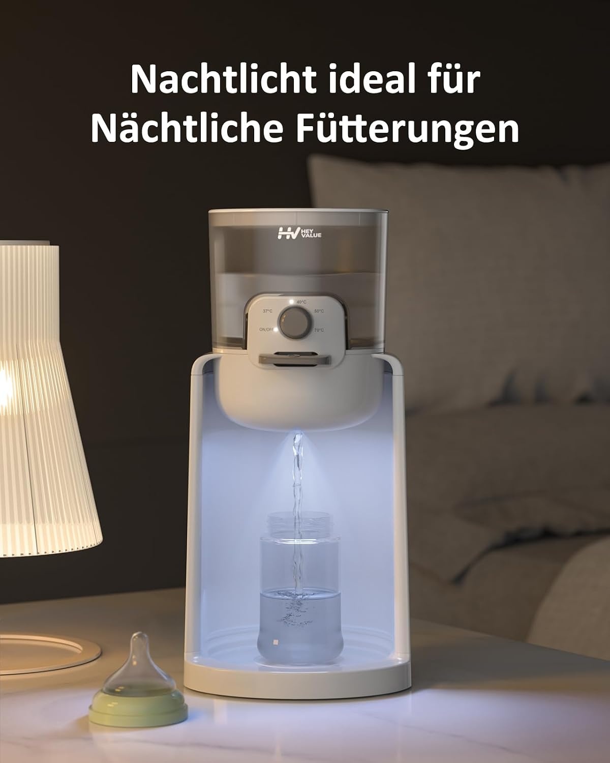 Flesmaker voor baby's, flessenwarmer voor baby's, instant warmer, waterdispenser voor onmiddellijke productie van formuleflessen, 4 temperaturen, 72 uur smart thermostaat, warmwaterdispenser, wit