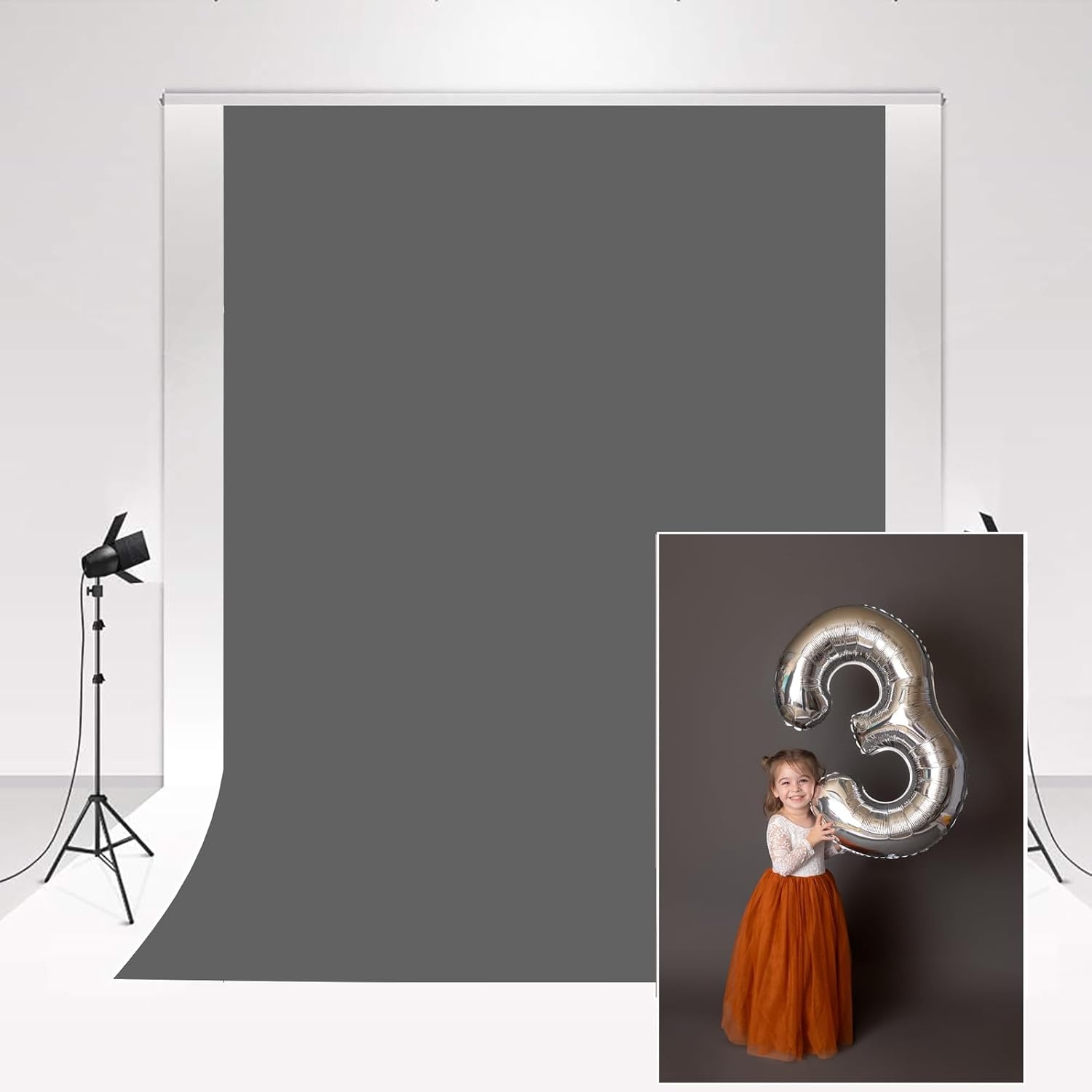 Kate Studio-fotografie Achtergrond Donkergrijs 2x3m/6,5x10ft Opvouwbare Foto Achtergrond voor Babyfotoshoot Eenvoudige Moderne Bruiloft Fotobooth Zachte Microvezel Video-opname Rekwisie voor Blogger