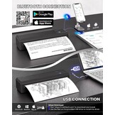vretti P83 mobiele printer A4, draagbare thermische printer A4 voor onderweg, bluetooth-verbinding voor smartphones, compatibel met Android/iOS, reisprinter voor thuis, leren, zwart