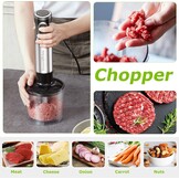 Bonsenkitchen Pureerstaaf, 4-en-1 staafmixer elektrisch, 1000 W, traploze snelheden, roestvrij staal, garde, 500 ml hakbeker en 700 ml maatbeker voor babyvoeding, HB3203 (zwart)