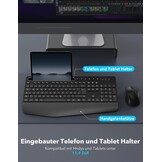 Wireless Keyboard and Mouse Combo, Full-Size Ergonomic Keyboard with Wrist Rest, Phone Holder, Sleep Mode, Silent 2.4GHz Cordless Set for Computer, Laptop, PC, Mac, Windows (Black) (Deep Black)