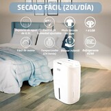 Amig - MIST luchtontvochtiger - Capaciteit 20 liter per dag - Verwijderbaar reservoir van 6,5 liter - Vochtigheidsregeling en timer - 36 x 28 x 56 cm - 260 W - Dekking 165 m³/u - Stil 45 dB - Maat 20 L