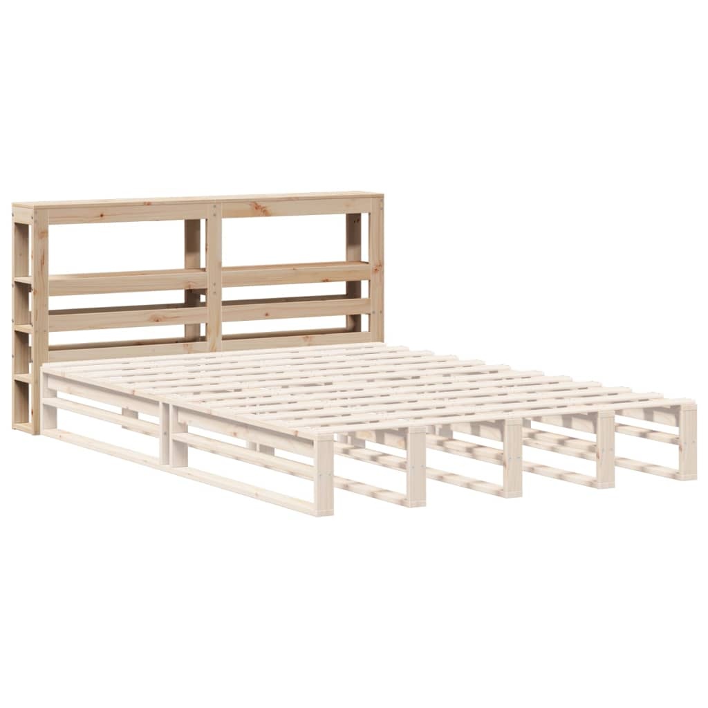 vidaXL Hoofdbord met schappen 120 cm massief grenenhout