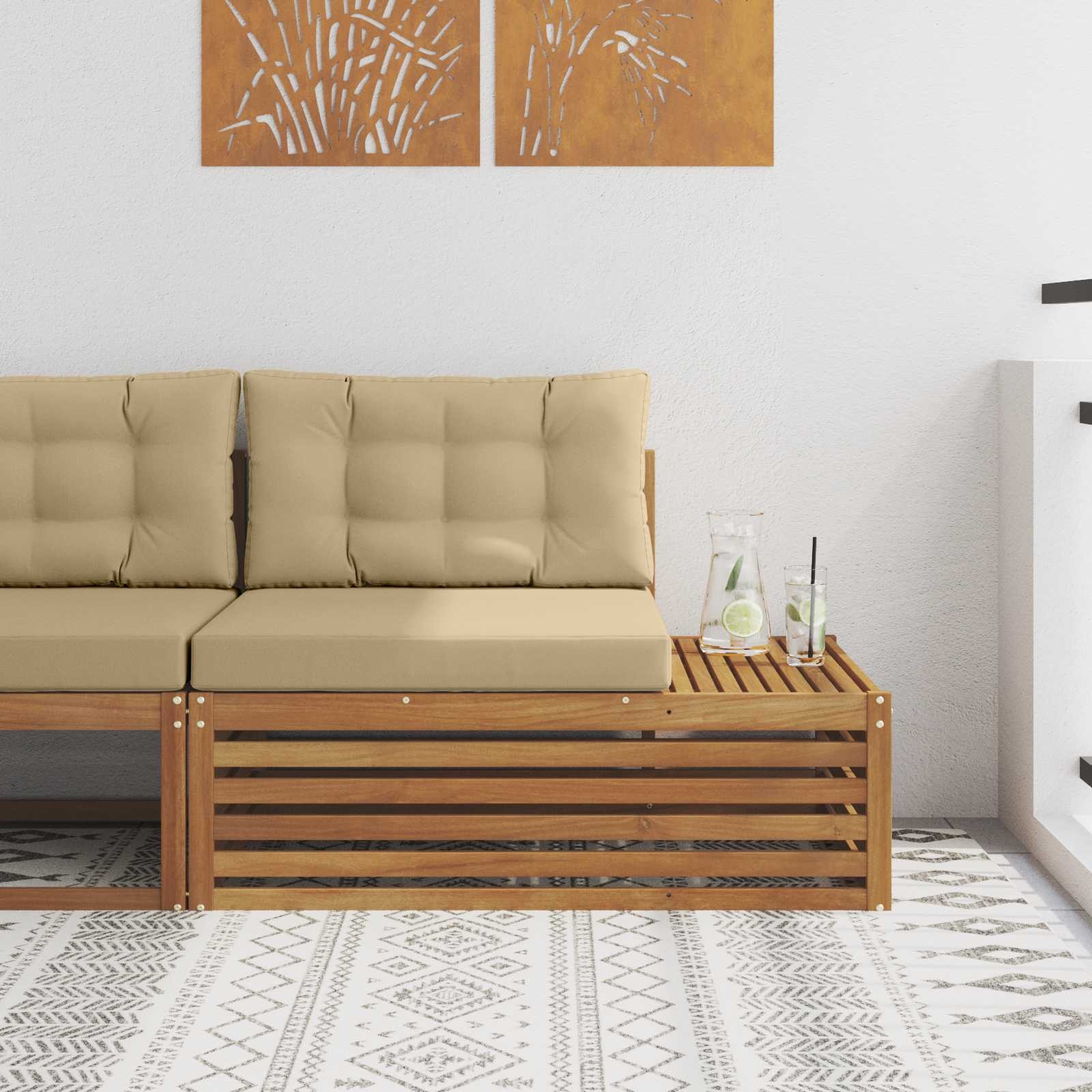 vidaXL Buiten Eindbank 3 Stuk Natuurlijk en Beige 115 x 83 x 73 cm