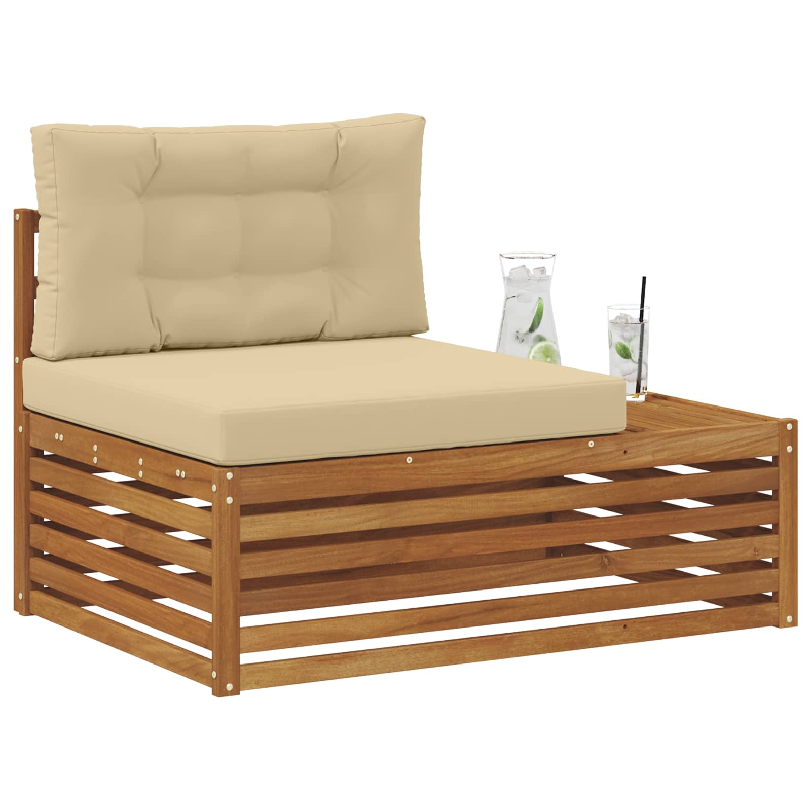 vidaXL Buiten Eindbank 3 Stuk Natuurlijk en Beige 115 x 83 x 73 cm