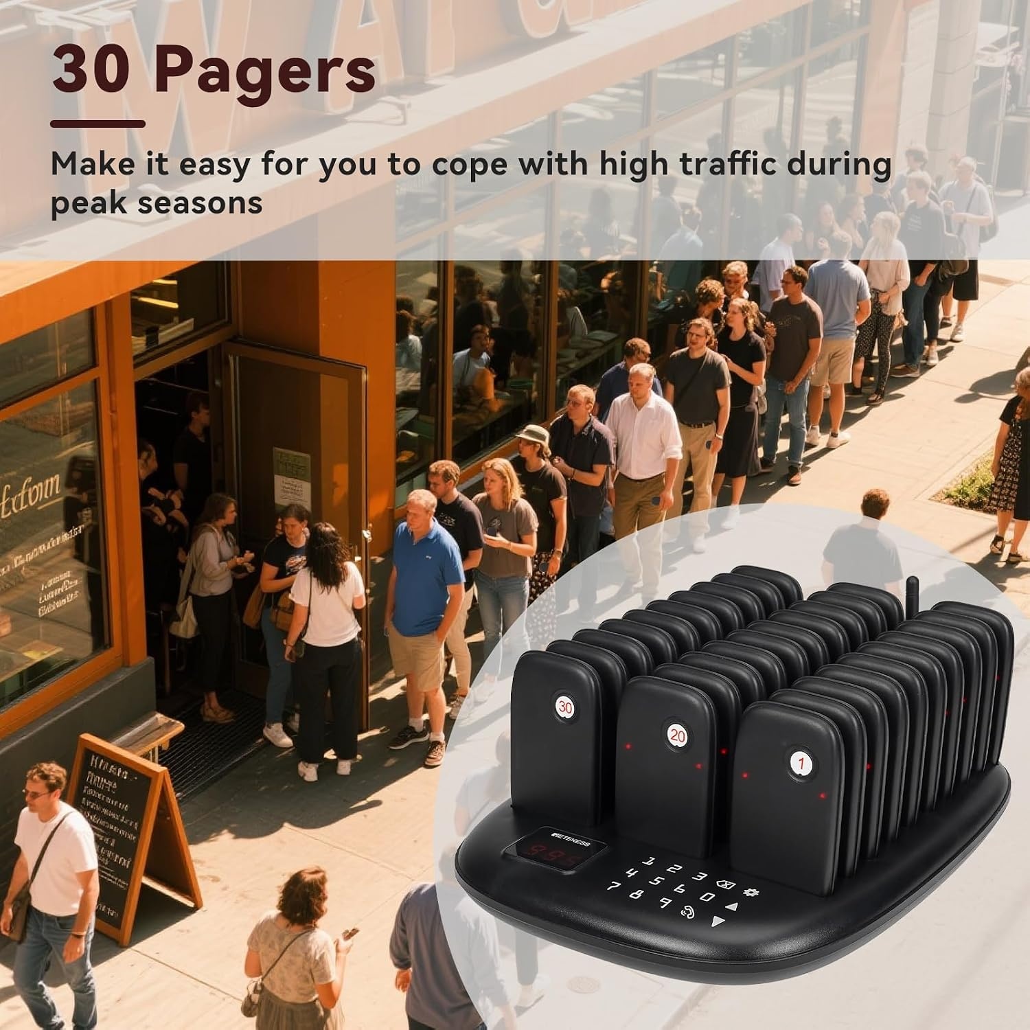 Pager Systeem Horeca met 30 Pagers - 800m Bereik - 35% Korting