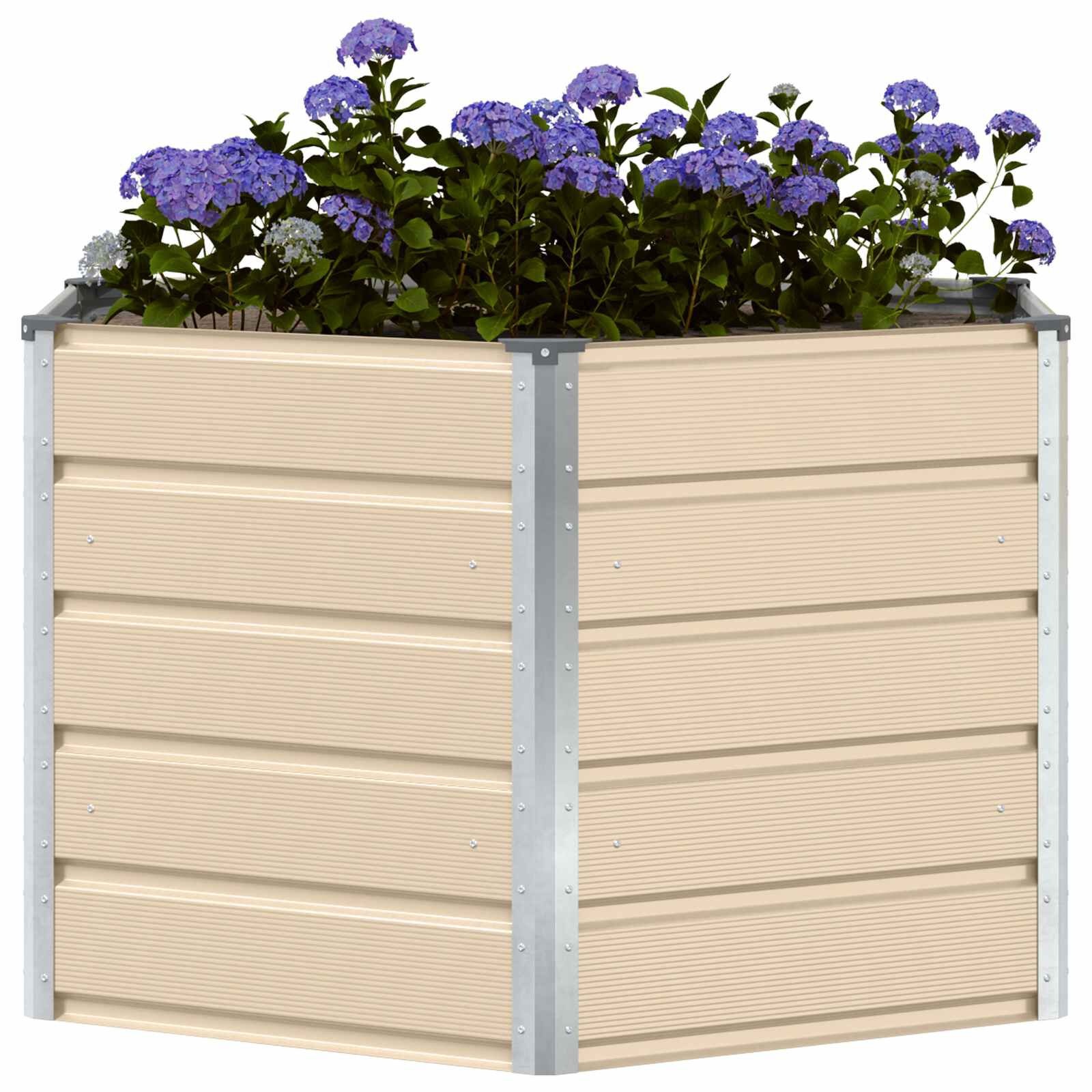 Plantenbak Staal Ivoor 129x129x75 cm - 53% Korting