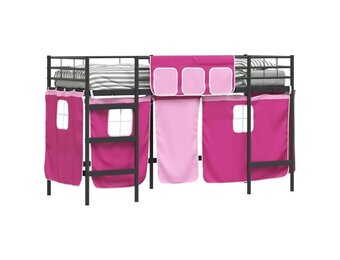 vidaXL Kinderbed met Gordijnen Zwart/Roze 90x190cm - 35% Korting