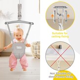 Babydeurhopper Grijs 6-24m | Met Plafondhaak & Verstelbare Ketting | 34% Korting