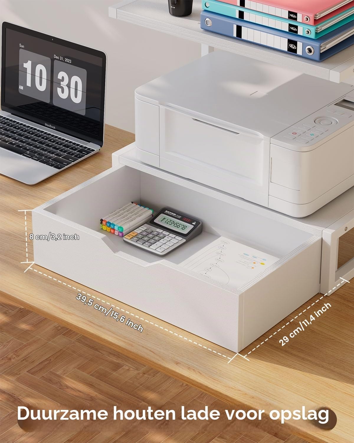 Printerstandaard Wit | 2 Printers + Laden | 52% Korting