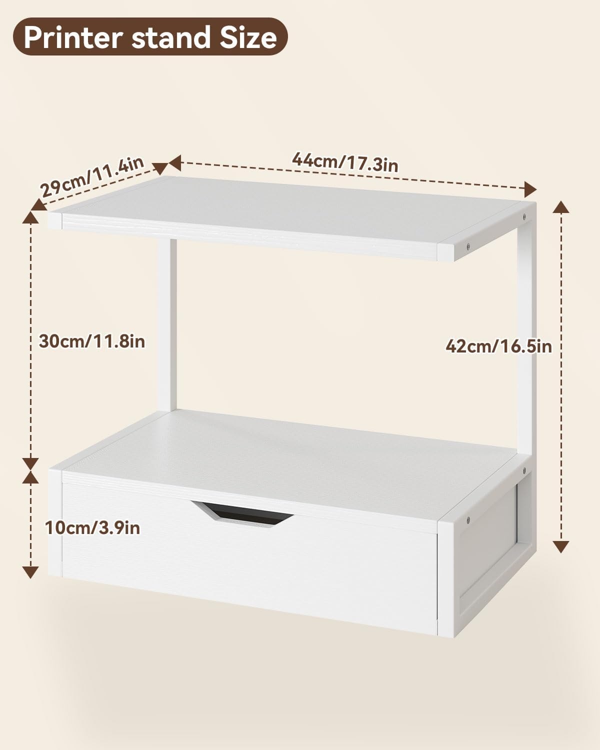 Printerstandaard Wit | 2 Printers + Laden | 52% Korting