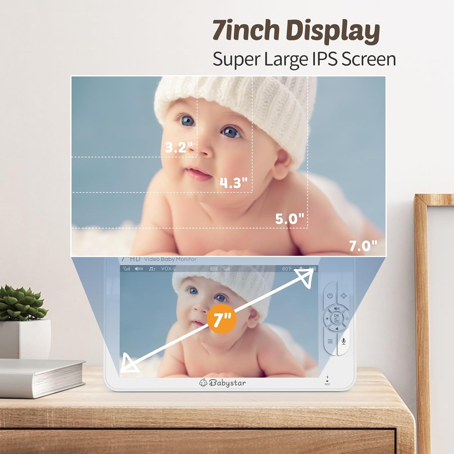 Video Babyfoon 7" 1080p HD | Nachtzicht | Twee-weg audio | 22u Batterij | 54% Korting