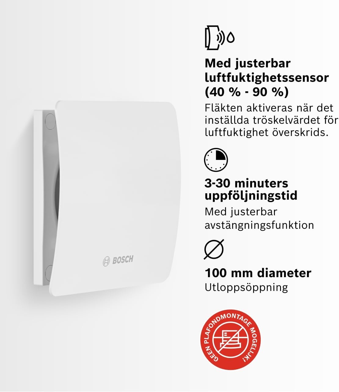 Bosch Badkamerventilator 100mm met Hygrostaat & Timer - 34% Korting