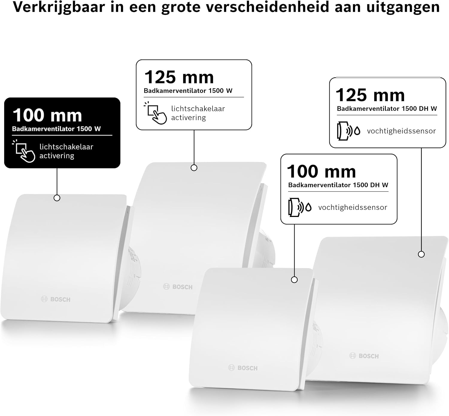 Bosch Badkamerventilator 100mm met Hygrostaat & Timer - 34% Korting