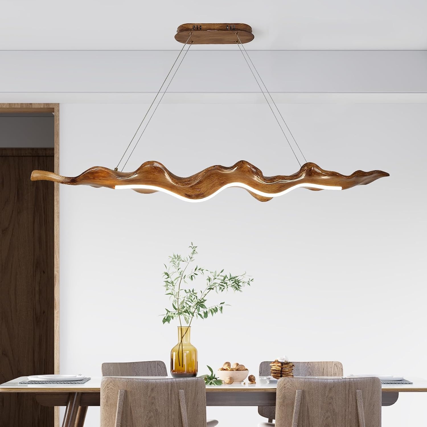 Verstelbare LED Hanglamp Hars Houtkleurig 100cm - 54% Korting!