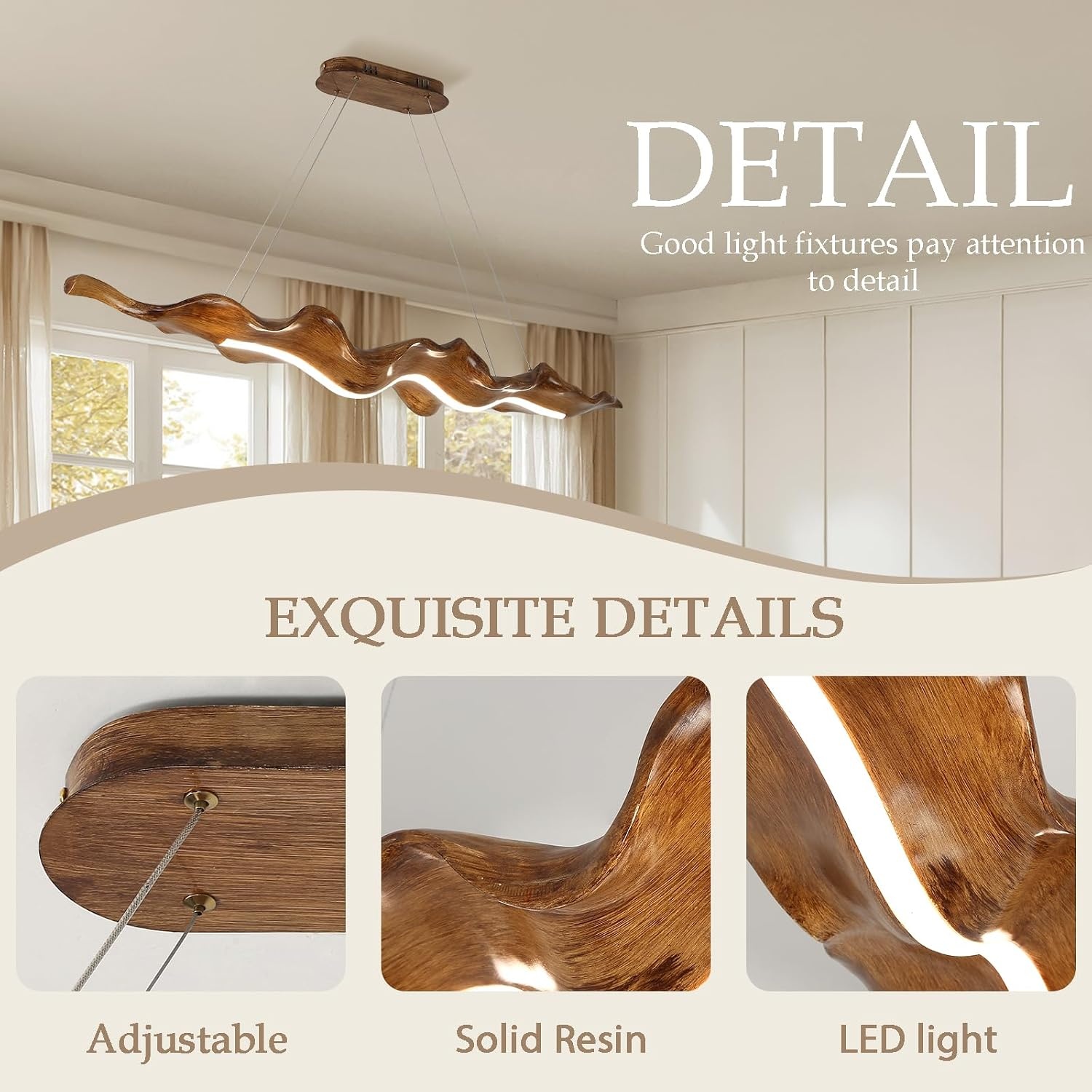 Verstelbare LED Hanglamp Hars Houtkleurig 100cm - 54% Korting!