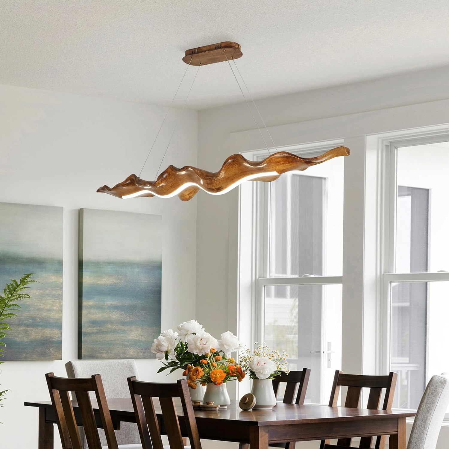Verstelbare LED Hanglamp Hars Houtkleurig 100cm - 54% Korting!