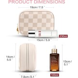 Geruite Make-up Tas Vrouwen - Waterdicht Vegan Leer - Bruin (28% Korting)