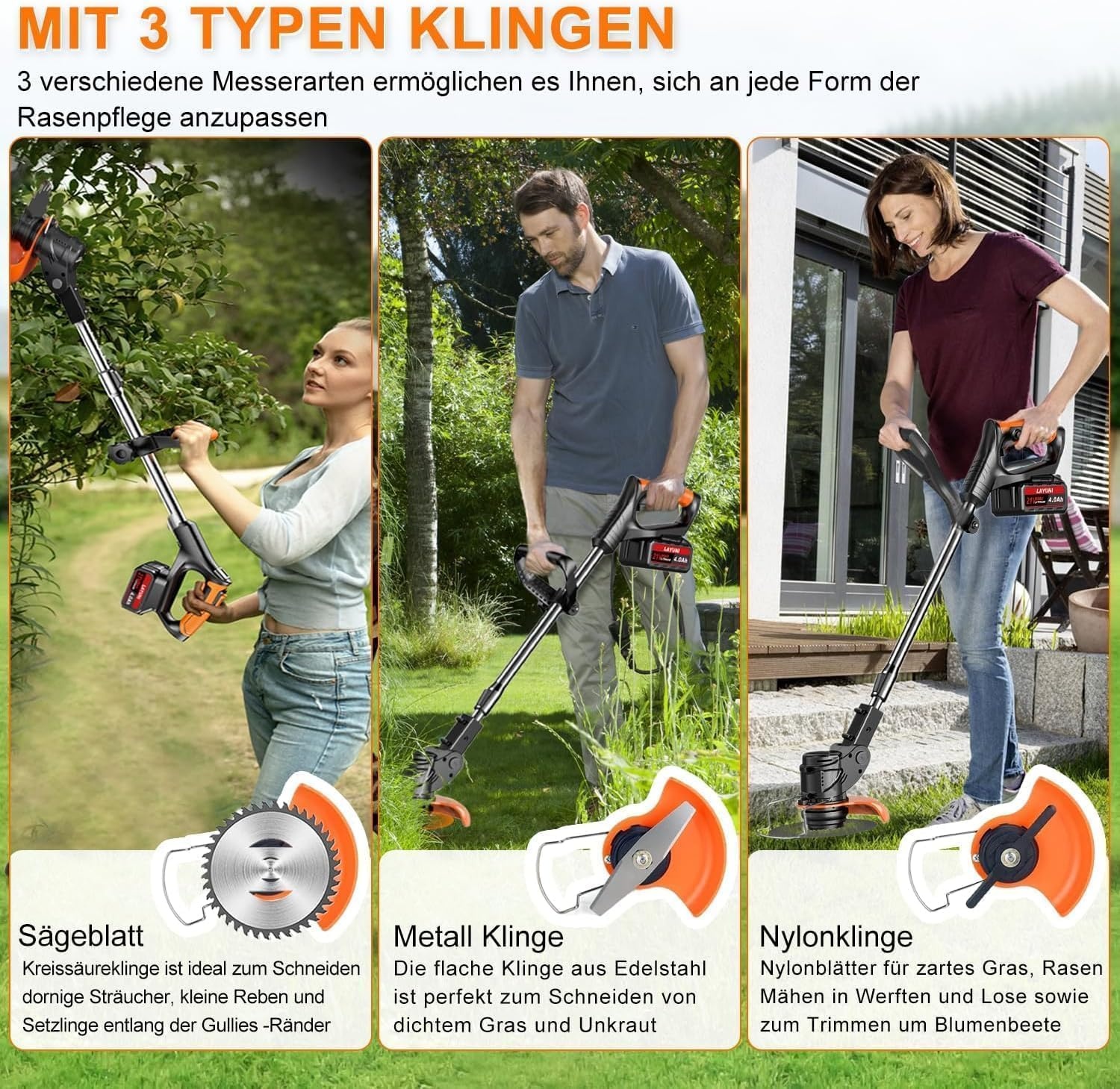Accu Grastrimmer 3-in-1 Zwart (58% Korting)