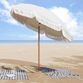 VidaXL Strandparasol Grijs/Wit Polyester & Staal 205x205x210cm (34% Korting)