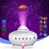 Galaxy Nachtlichtprojector met 12 sterrenbeelden en 10 planeten met Bluetooth-muziekluidspreker en spraaksterprojector voor kinderen, wit