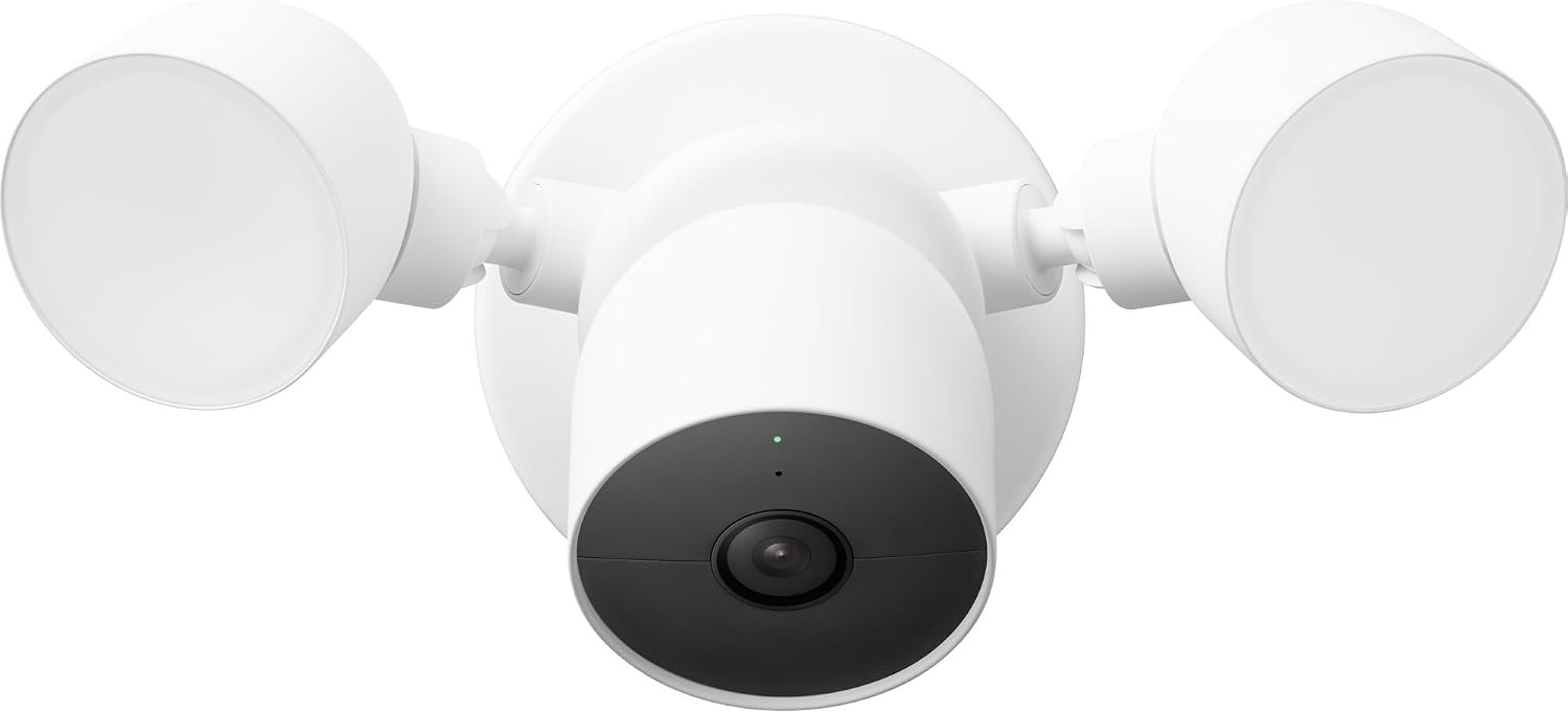 Google Nest Cam met schijnwerper - bekabelde buitenlucht - intelligente beveiligingscamera - beveiligingscamera met schijnwerper, GPLE9, sneeuw