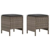 VidaXL Voetenbank PE Rattan Tuinmeubel - 2 stuks - Grijs/Donkergrijs - 29% Korting