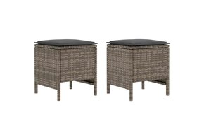 vidaXL Voetenbank PE Rotan Grijs/Donkergrijs - 2 stuks - 36% Korting