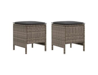 VidaXL Voetenbank PE Rattan Tuinmeubel - 2 stuks - Grijs/Donkergrijs - 29% Korting