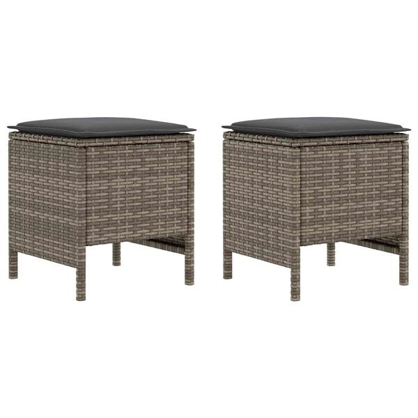 VidaXL Voetenbank PE Rattan Tuinmeubel - 2 stuks - Grijs/Donkergrijs - 29% Korting