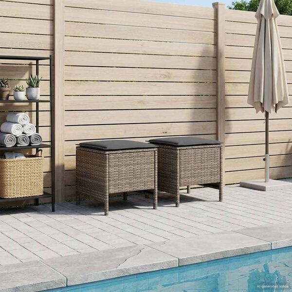 VidaXL Voetenbank PE Rattan Tuinmeubel - 2 stuks - Grijs/Donkergrijs - 29% Korting
