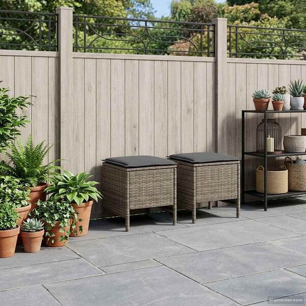 VidaXL Voetenbank PE Rattan Tuinmeubel - 2 stuks - Grijs/Donkergrijs - 29% Korting