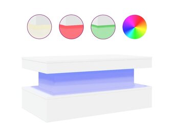 Salontafel met LED-verlichting Wit - 90x50x40cm (54% Korting)