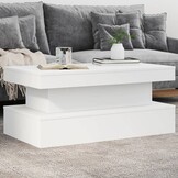 Salontafel met LED-verlichting Wit - 90x50x40cm (54% Korting)