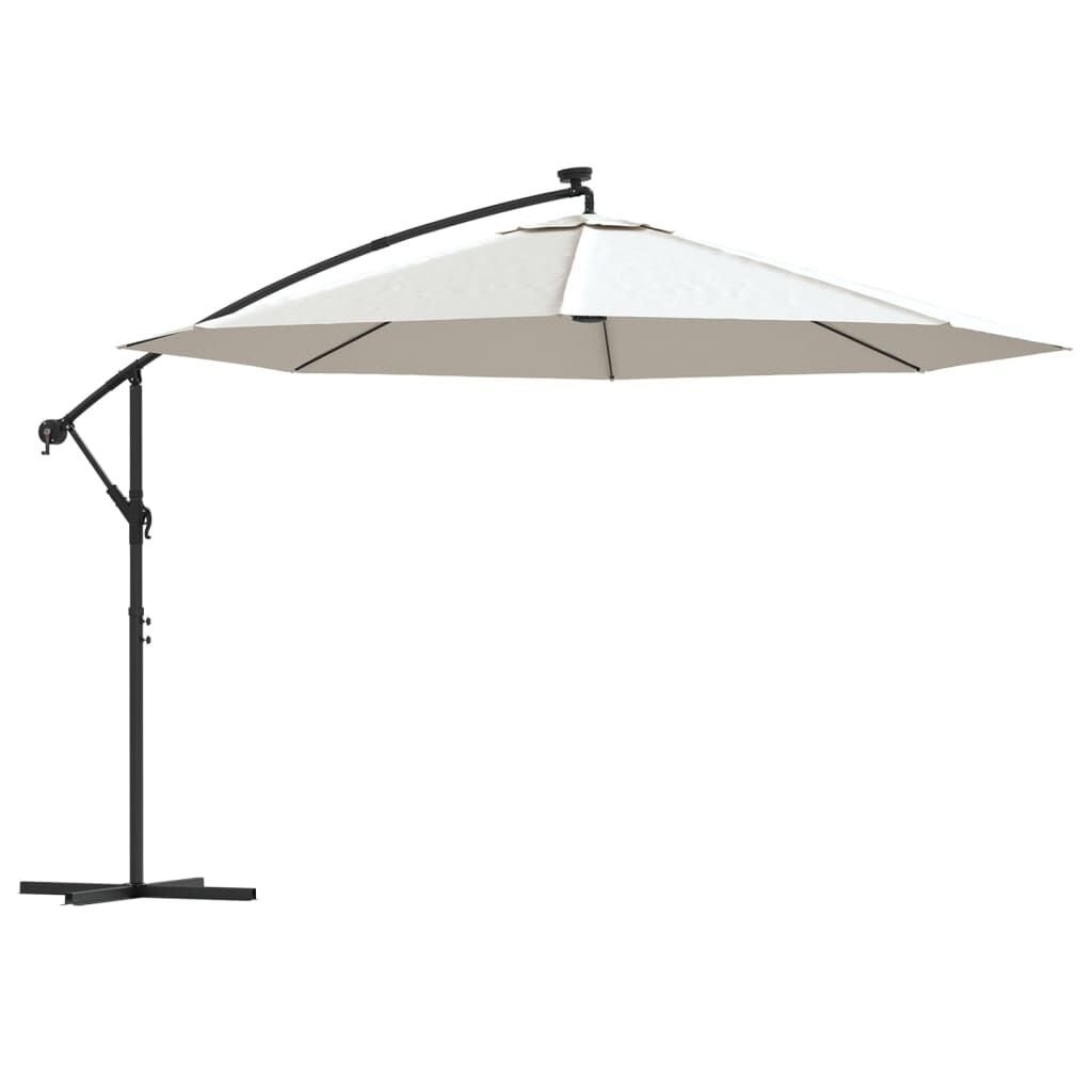 Zweefparasol met LED-verlichting 350 cm Zand - 35% Korting