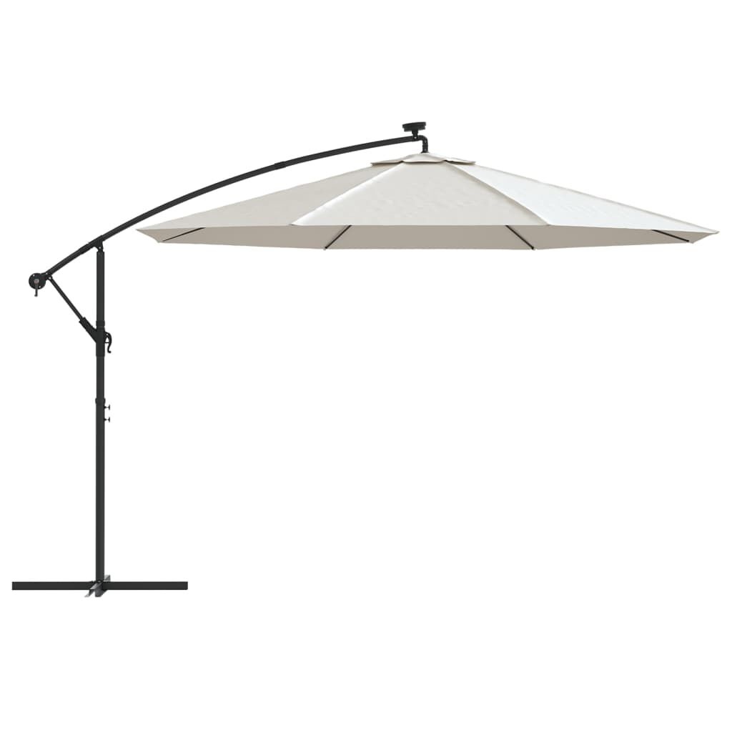 Zweefparasol met LED-verlichting 350 cm Zand - 35% Korting