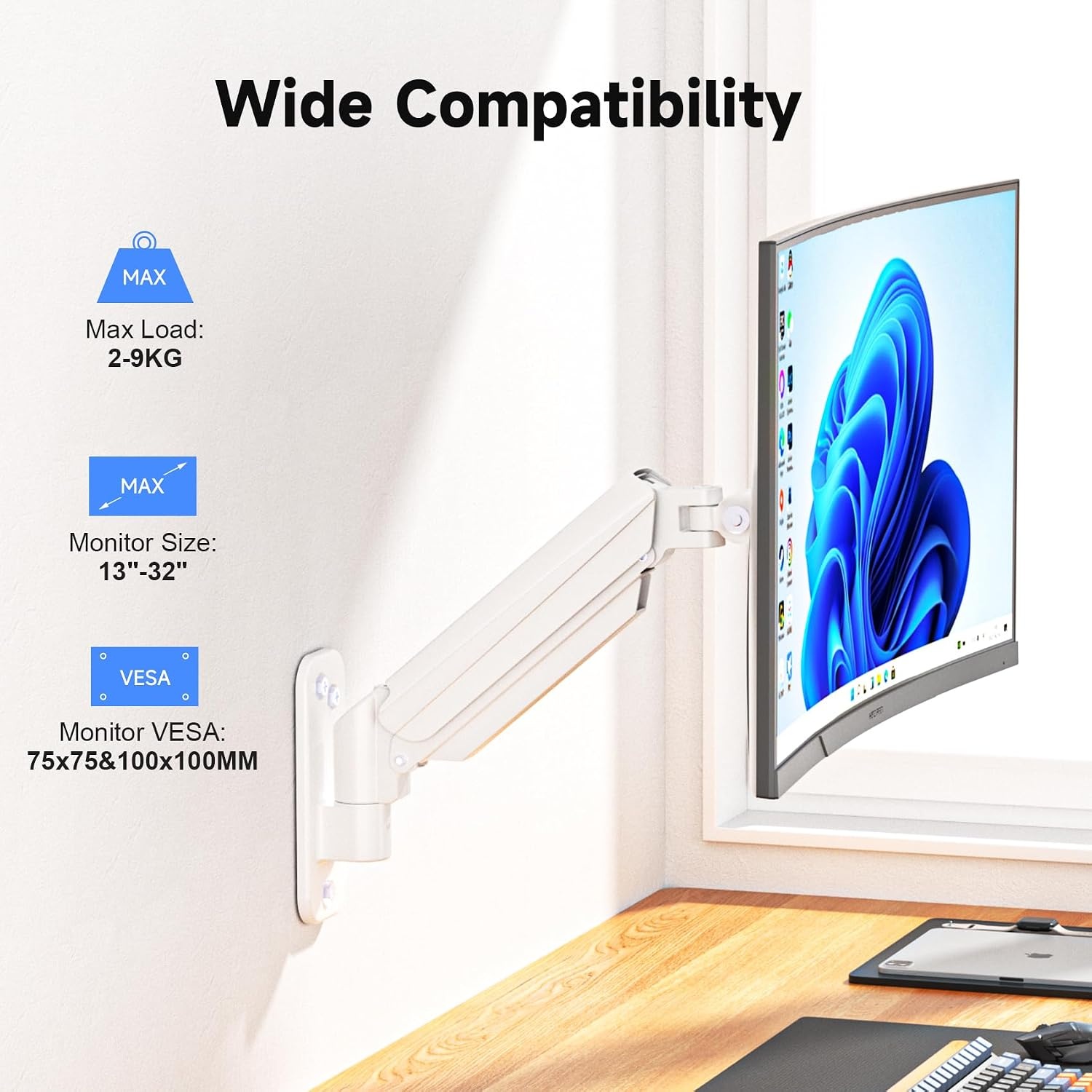 Suptek VESA Monitor Wandhouder (Wit, Medium) - 33% Korting