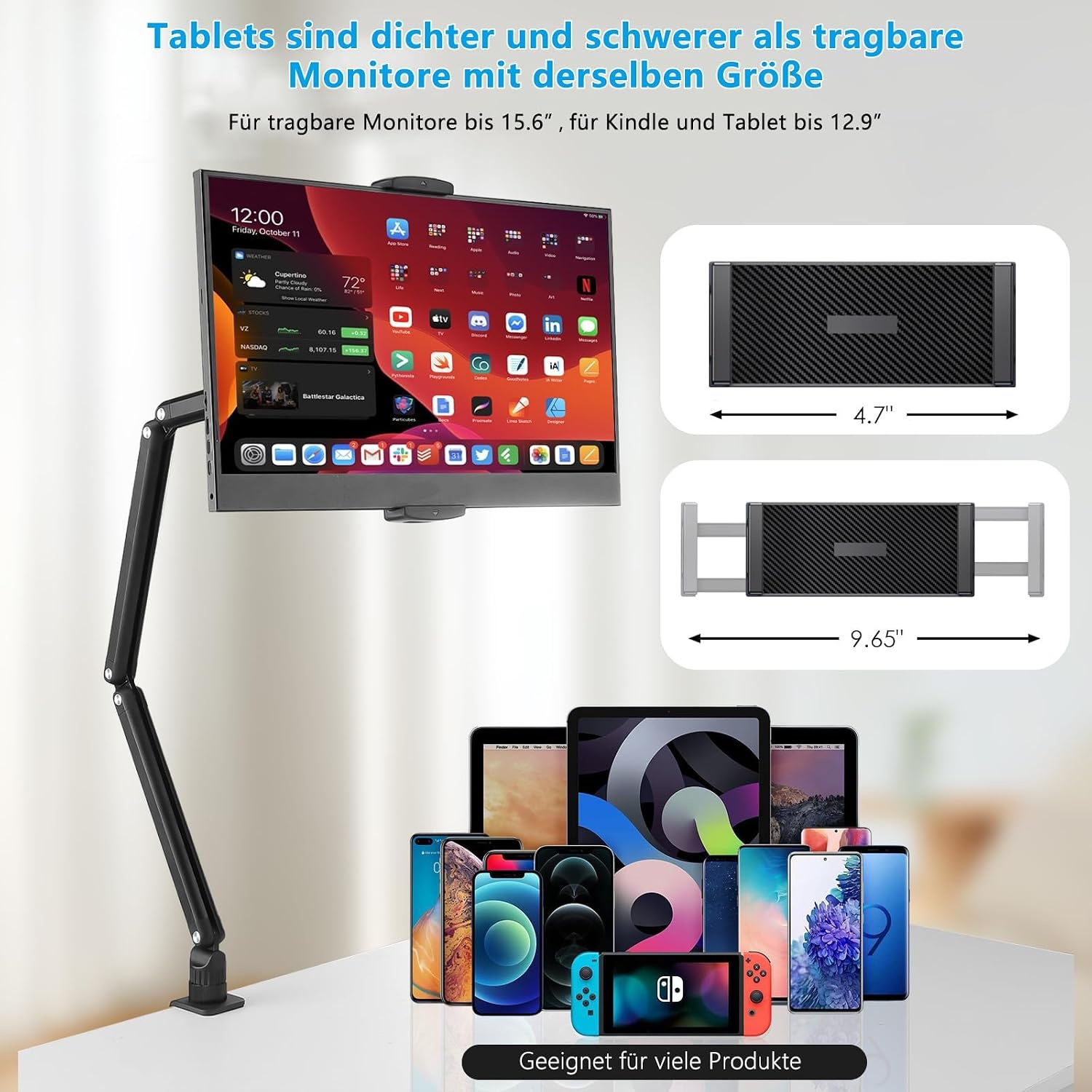 Verstelbare Tablet & Monitor Standaard Zwart - 34% Korting