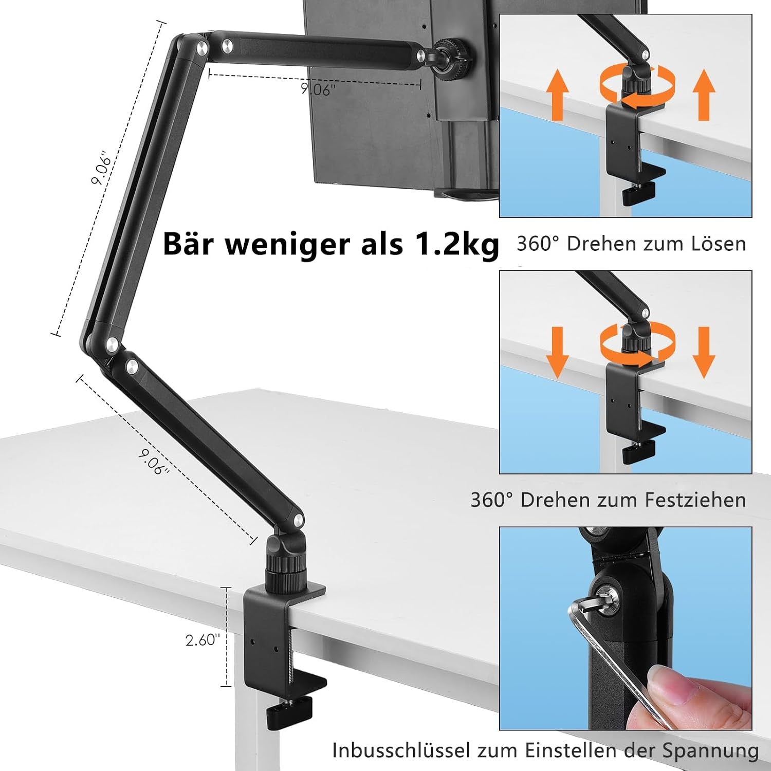 Verstelbare Tablet & Monitor Standaard Zwart - 34% Korting