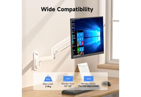 Suptek Gasveer Monitorarm Wit (13-32 inch, 9kg) - 33% Korting