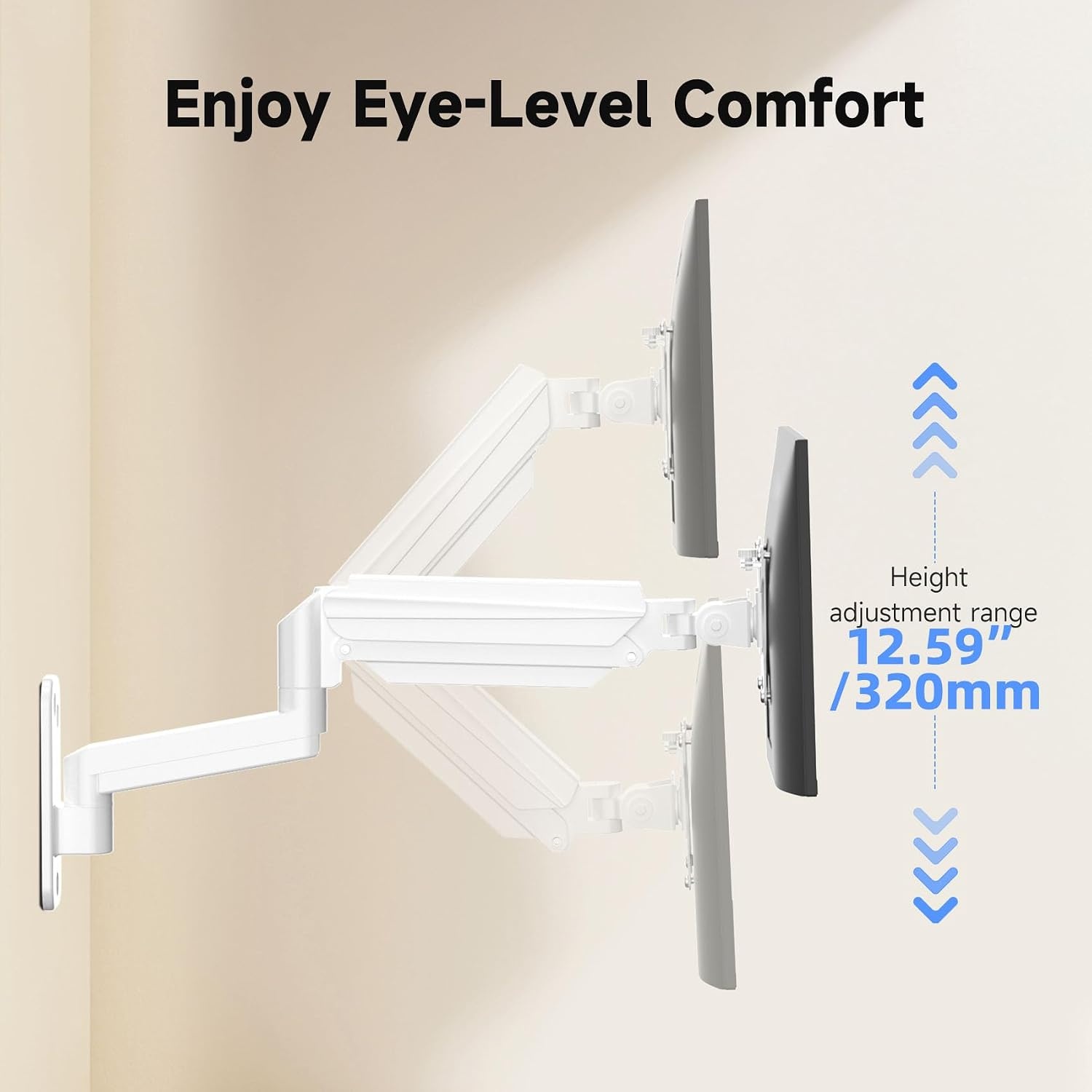 Suptek Gasveer Monitorarm Wit (13-32 inch, 9kg) - 33% Korting