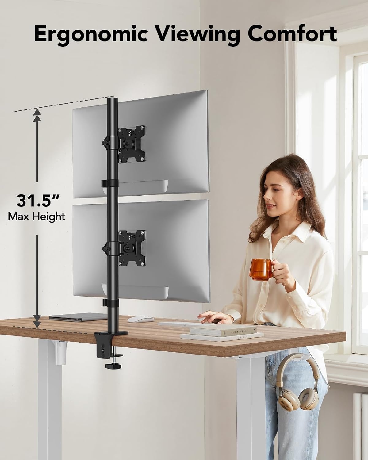 Dubbele Monitorstandaard HUANUO - 2x 17-32" Schermen - Zwart - 34% Korting