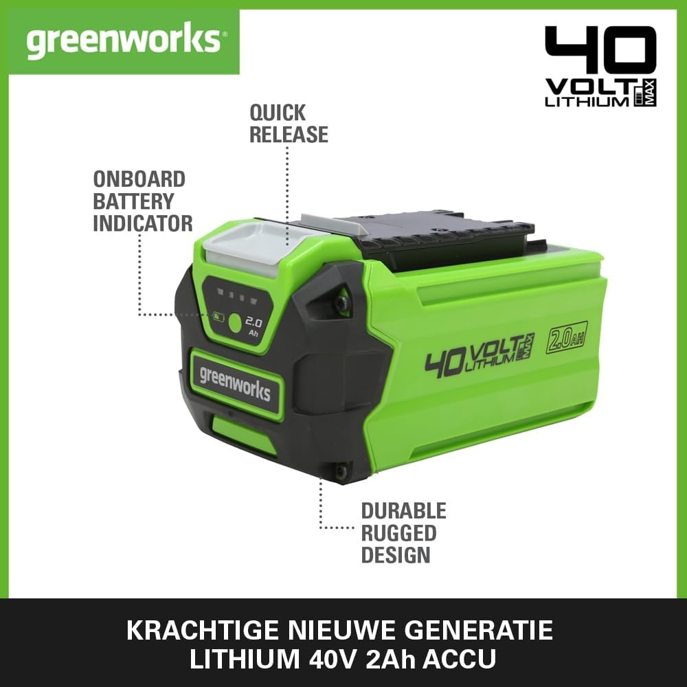 Greenworks 40V 2Ah Accu (34% Korting) - Universeel voor 40V Gereedschap